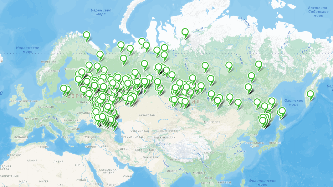 Наши клиенты на карте